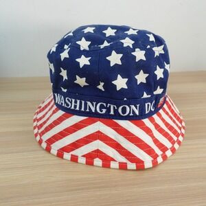 Washington DC Bucket Hat Blue Red Stars Stripe American Flag Souvenir Lined Gift